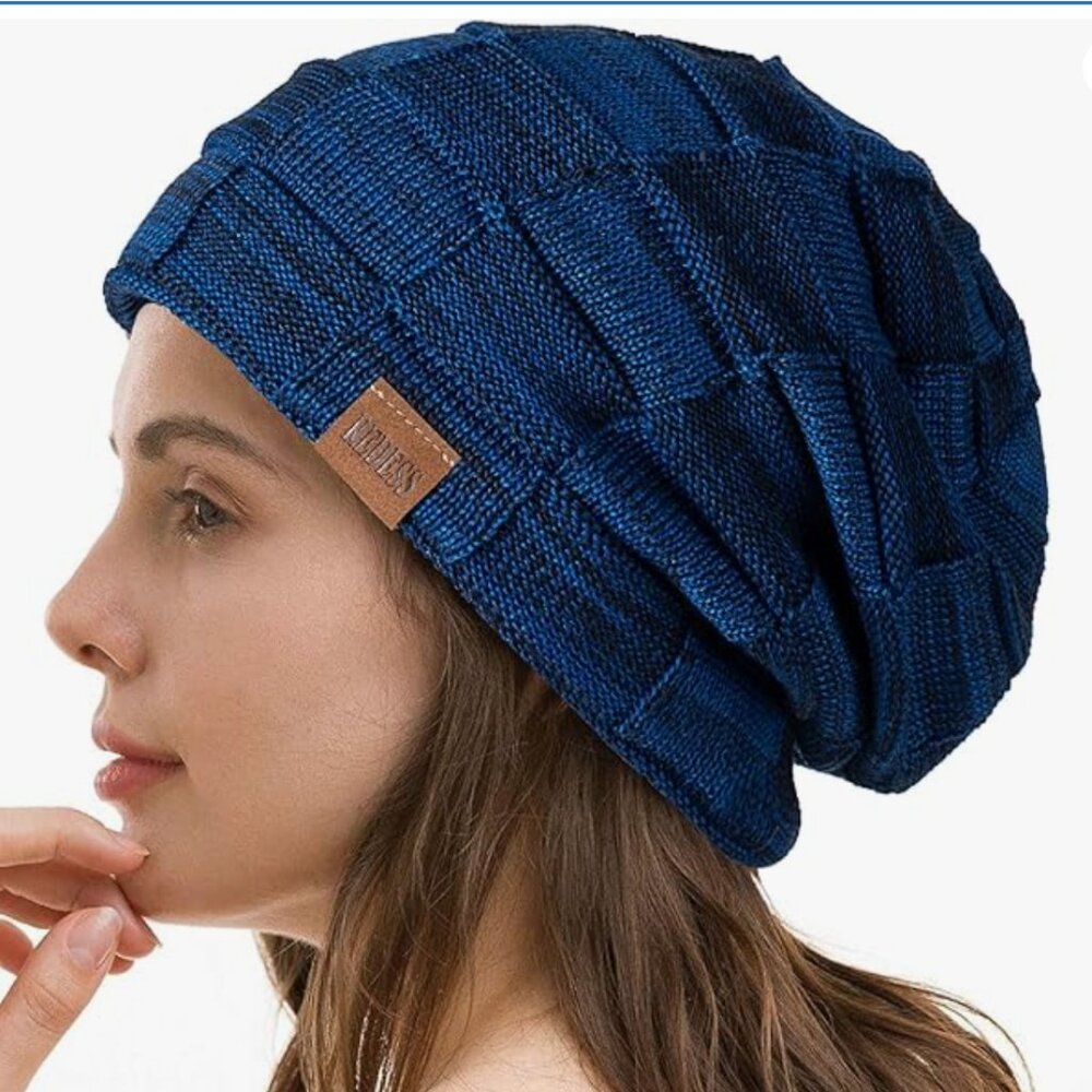 REDESS Beanie Hat for Men and Women Winter Warm  Knit Slouchy Blue